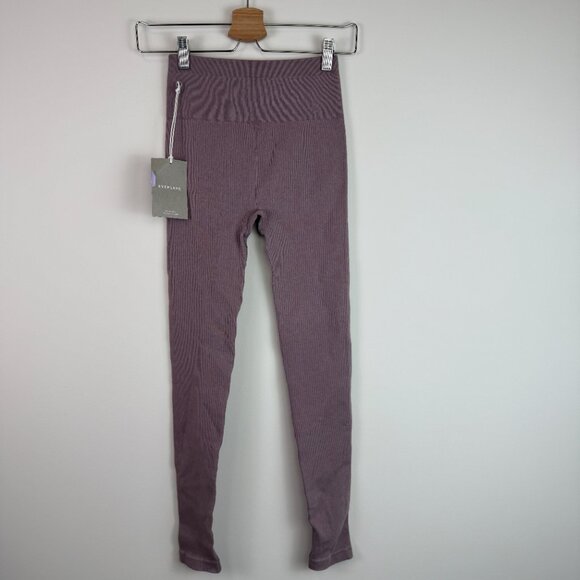 Everlane The Seamless High Rise Ribbed Stretch Legging Dusty Lavender XS/S - Picture 3 of 7